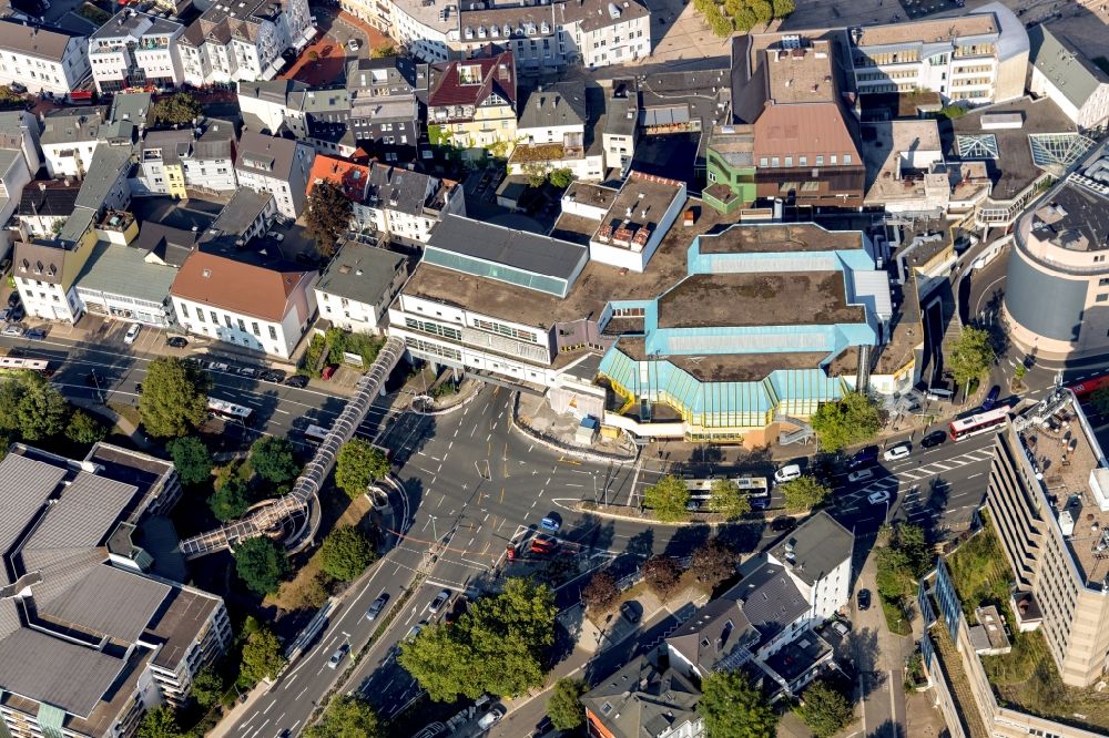 Lüdenscheid from above - Building of the shopping center Forum in Luedenscheid in the state North Rhine-Westphalia, Germany