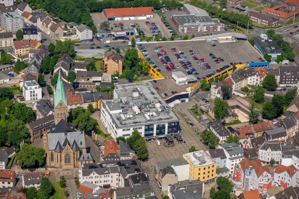 Bochum from above - Building of the shopping center Gertrudiscenter in the district Wattenscheid in Bochum in the state North Rhine-Westphalia, Germany