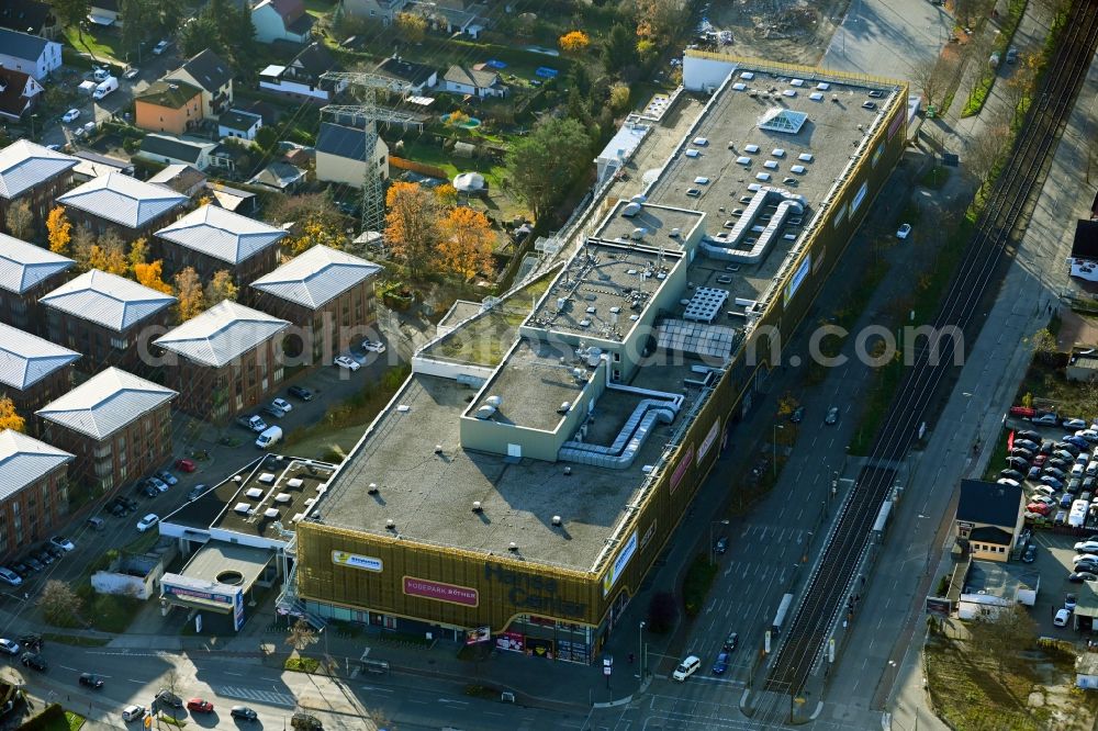 Berlin from above - Building of the shopping center Hansa Center Berlin on Hansastrasse in the district Hohenschoenhausen in Berlin, Germany