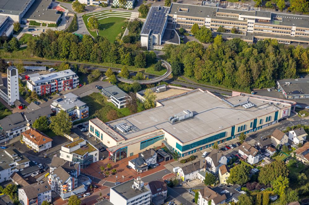 Aerial image Kreuztal - Building of the shopping center Kaufland Kreuztal on Marburger Strasse in Kreuztal in the state North Rhine-Westphalia, Germany