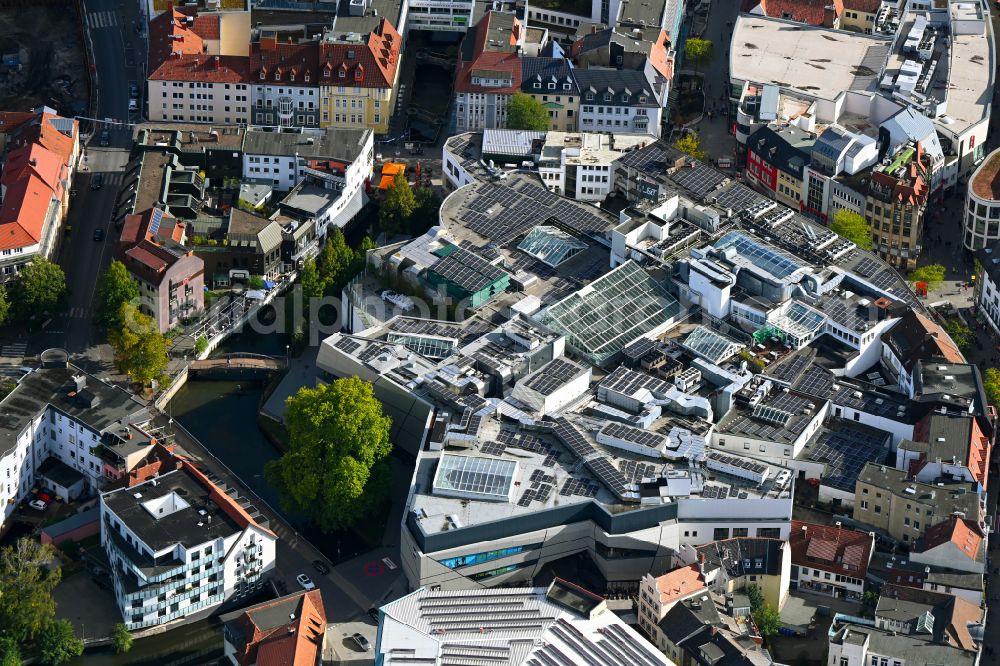 Osnabrück from above - Building of the shopping center L&T Markthalle along the Grossen Strasse in the district Innenstadt in Osnabrueck in the state Lower Saxony, Germany