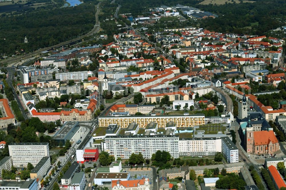 Dessau from the bird's eye view: Building of the shopping center Rathaus-Center Dessau on Kavalierstrasse in Dessau-Rosslau in the state Saxony-Anhalt, Germany