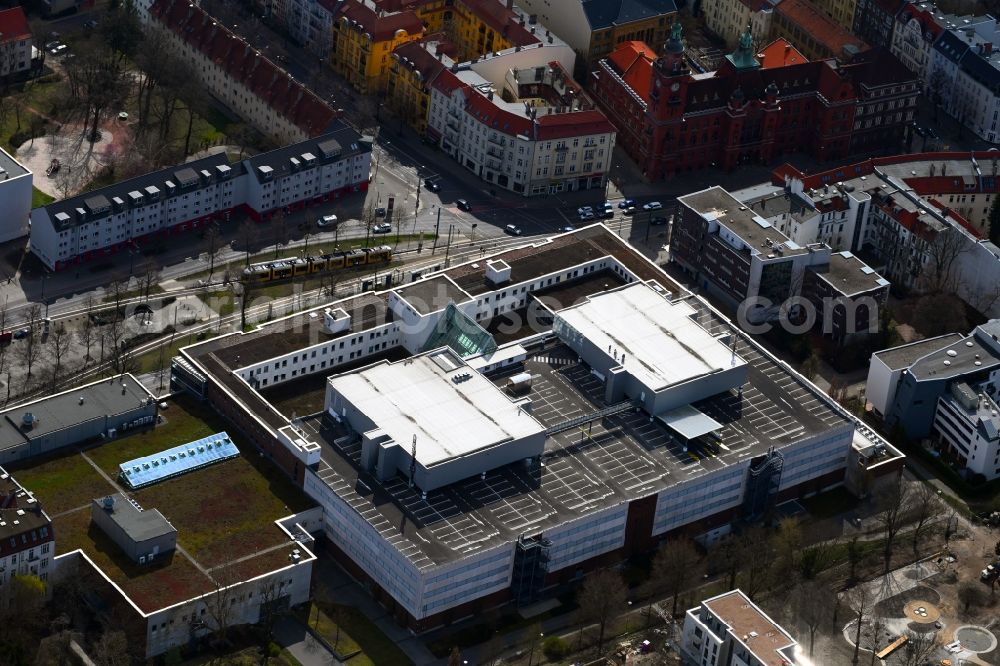 Berlin from above - Building of the shopping center Rathaus-Center on street Breite Strasse in the district Pankow in Berlin, Germany