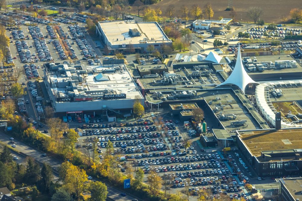 Bochum from above - Building of the shopping center Ruhr Park in the district Harpen in Bochum at Ruhrgebiet in the state North Rhine-Westphalia, Germany