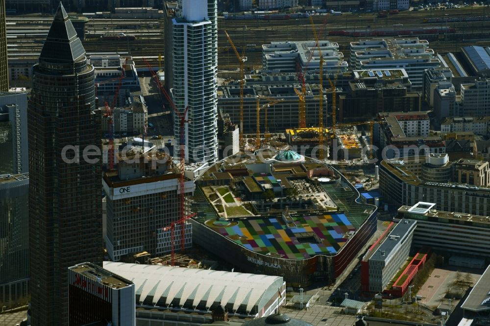 Frankfurt am Main from the bird's eye view: Building of the shopping center Skyline Plaza on Europa - Allee in the district Gallus in Frankfurt in the state Hesse, Germany
