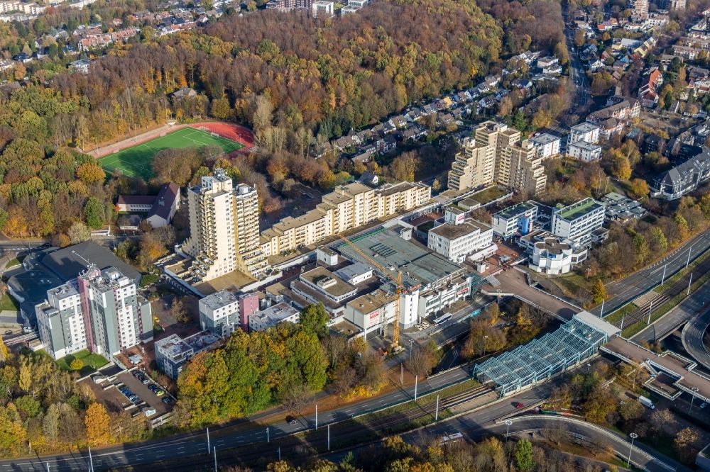Aerial photograph Bochum - Building of the shopping center Uni-Center in the district Querenburg in Bochum in the state North Rhine-Westphalia, Germany