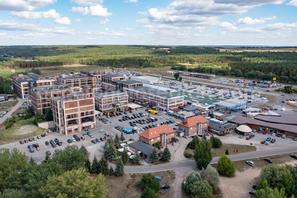 Niederwutzen from above - Shopping center at Osinow Dolny in Poland West Pomeranian in the border area on the banks of the Oder