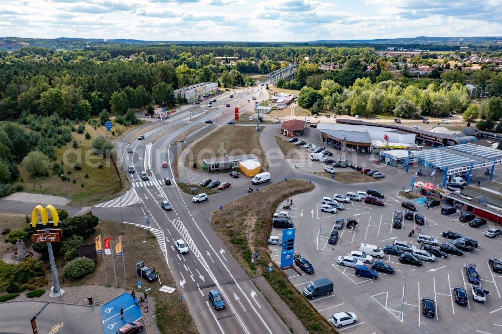 Aerial image Niederwutzen - Shopping center at Osinow Dolny in Poland West Pomeranian in the border area on the banks of the Oder