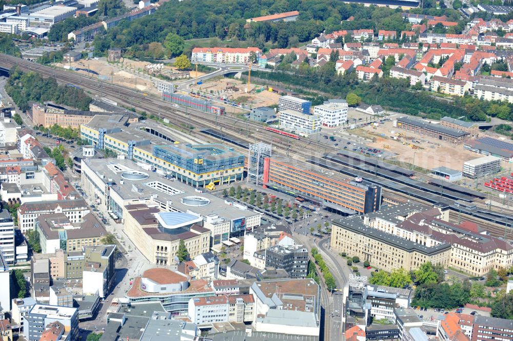 Aerial image Saarbrücken - Blick auf das Einkaufszentrum Europa-Galerie Saarbrücken am Hauptbahnhof. Betrieben wird es von der ECE Projektmanagement G.m.b.H. & Co.KG. The Shopping Centre Europe Gallery Saarbrücken.