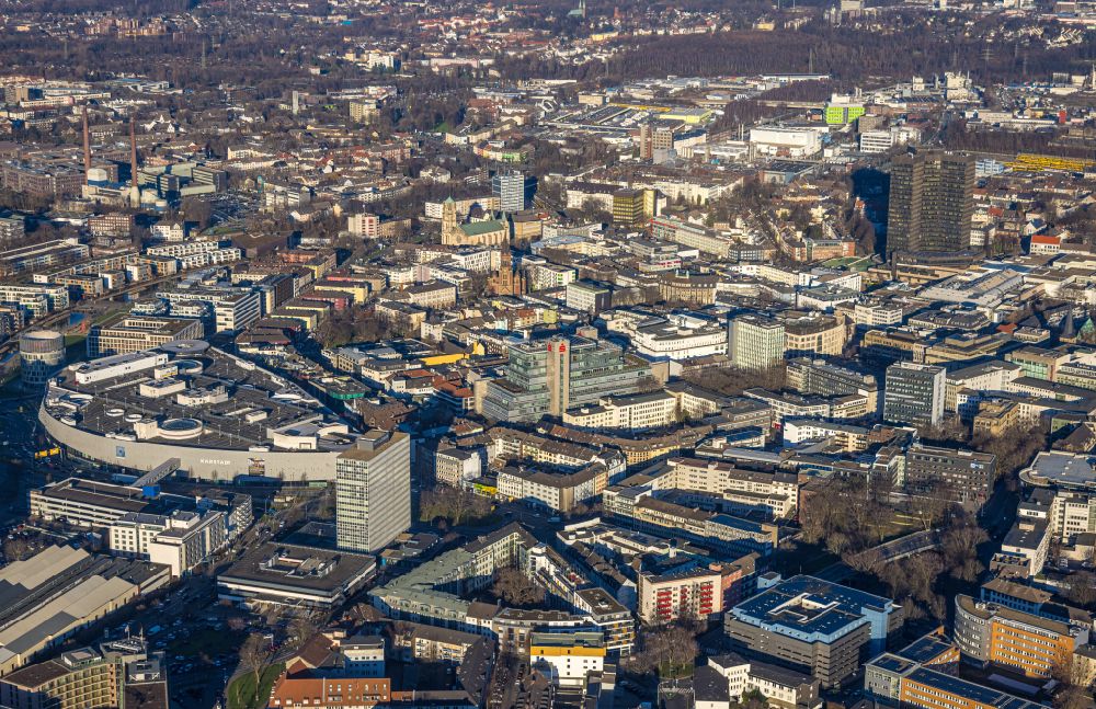 Aerial image Essen - Limbecker Platz shopping center on Ostfeldstrasse in Essen in the Ruhr area in the state of North Rhine-Westphalia