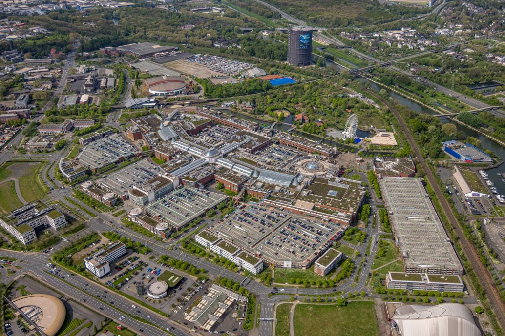 Aerial image Oberhausen - Building of the shopping center Centro on street Centroallee in Oberhausen at Ruhrgebiet in the state North Rhine-Westphalia, Germany