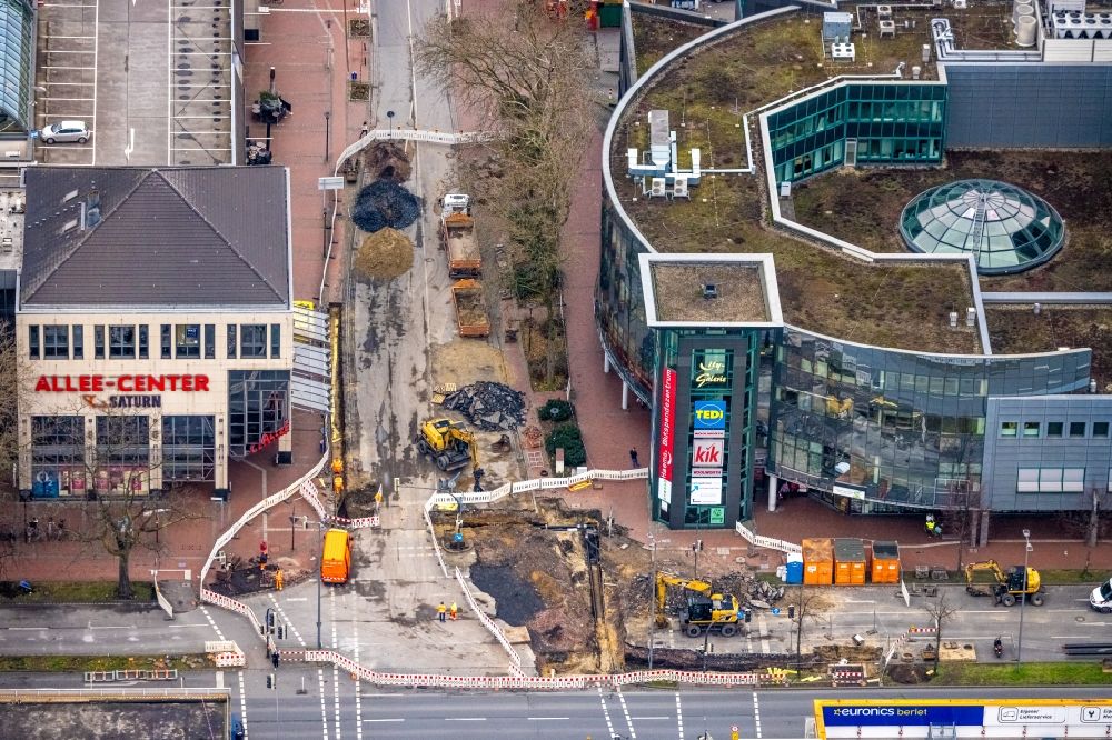 Aerial photograph Hamm - Building of the shopping center City Galerie on Westring in the district Heessen in Hamm at Ruhrgebiet in the state North Rhine-Westphalia, Germany