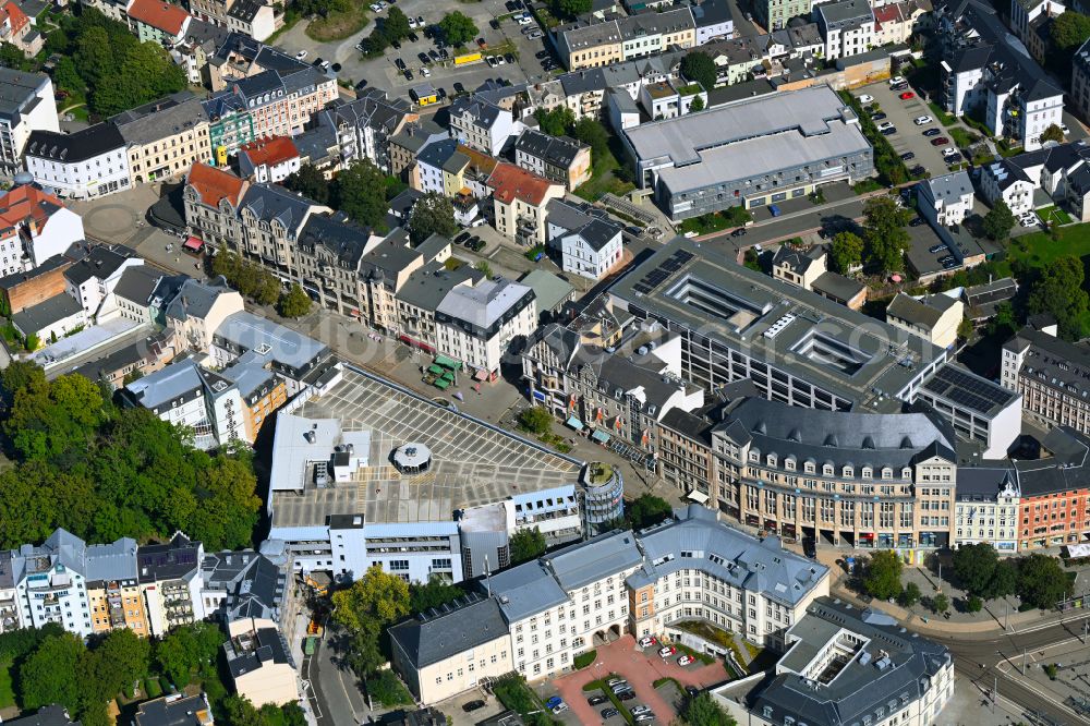 Aerial photograph Plauen - Building of the shopping center Kolonnaden Plauen on street Bahnhofstrasse in Plauen in Vogtland in the state Saxony, Germany