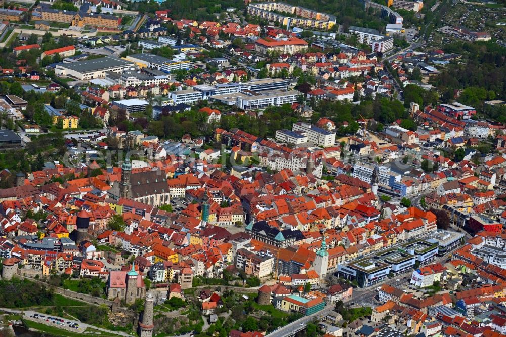 Aerial photograph Bautzen - Building of the shopping center Kornmarkt-Center in Bautzen in the state Saxony, Germany