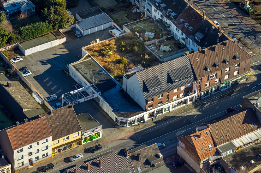 Aerial image Hamm - Building of the shopping center Rinsche Elektronik on street Werler Strasse in Hamm at Ruhrgebiet in the state North Rhine-Westphalia, Germany