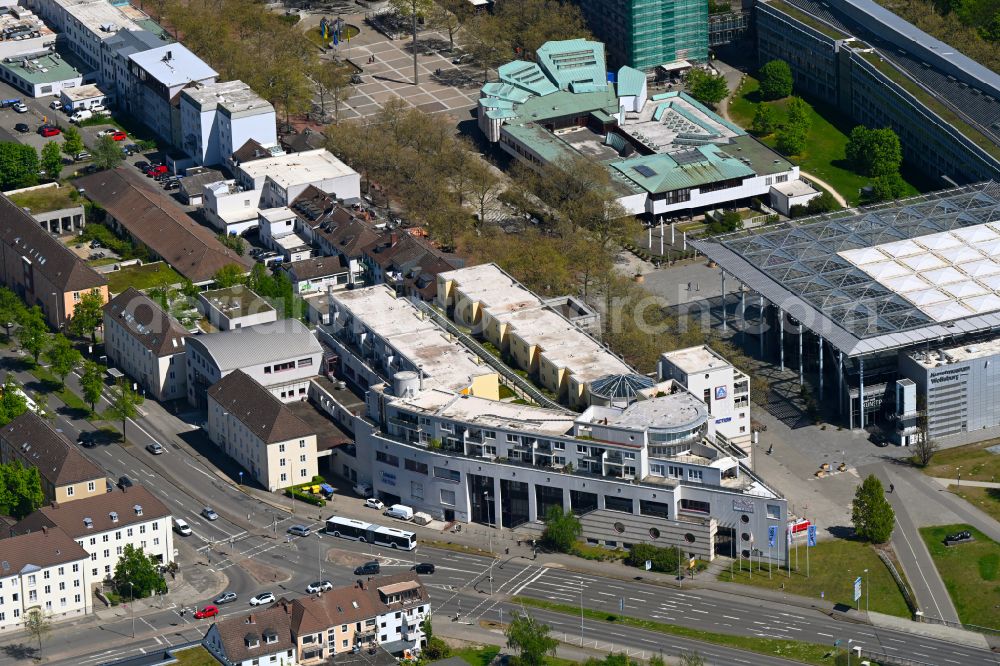 Aerial image Wolfsburg - Building of the shopping center Suedkopf Center on street Porschestrasse in Wolfsburg in the state Lower Saxony, Germany