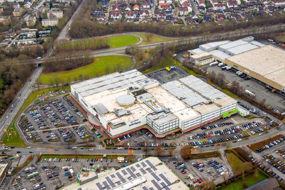 Aerial image Unna - Building of the furniture store - furniture market Zurbrueggen residential center Unna in Unna in the state North Rhine-Westphalia, Germany