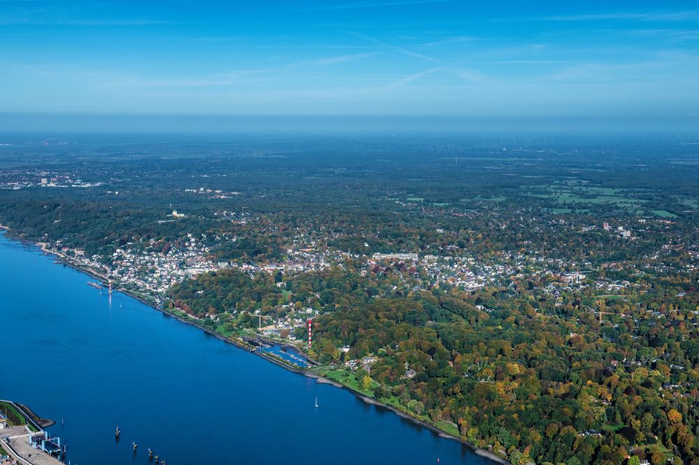 Aerial photograph Hamburg - Elbe riverbank area in Blankenese district in Hamburg