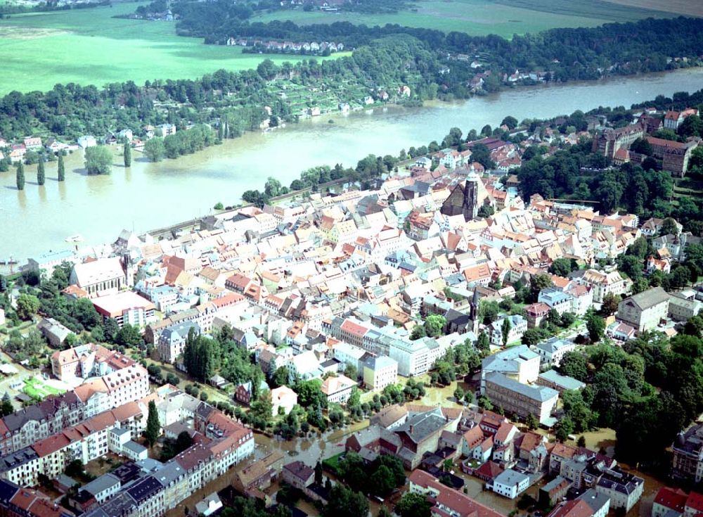 Aerial photograph Pirna / Sachsen - 15.08.2002 Elbehochwasser in Pirna / Sachsen