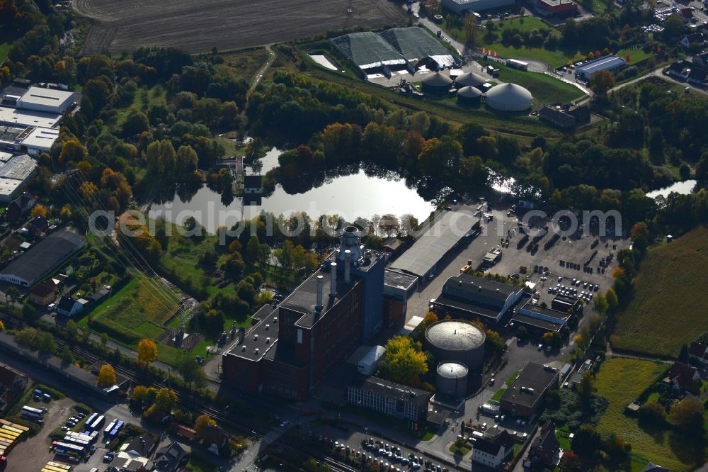 Aerial image Kirchlengern - View at the electricity plant Minden-Ravensberg in Kirchlengern in the federal state Lower Saxony. The plant produces electricity only. Operator is the E.ON Westfalen Weser AG