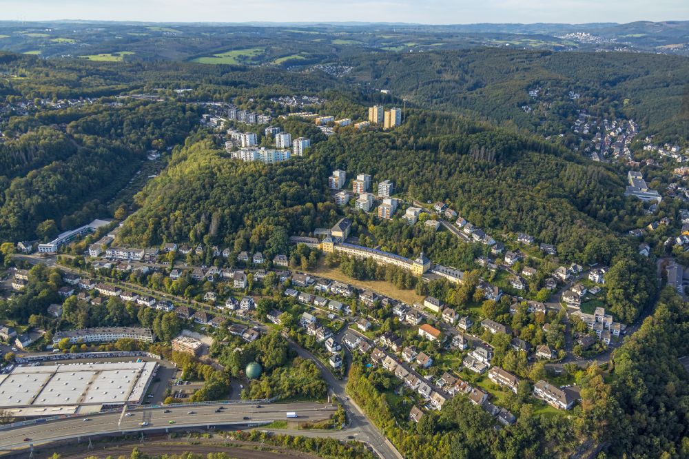 Aerial image Siegen - Building of the Emmy Noether campus of the university Siegen in Siegen in the state North Rhine-Westphalia