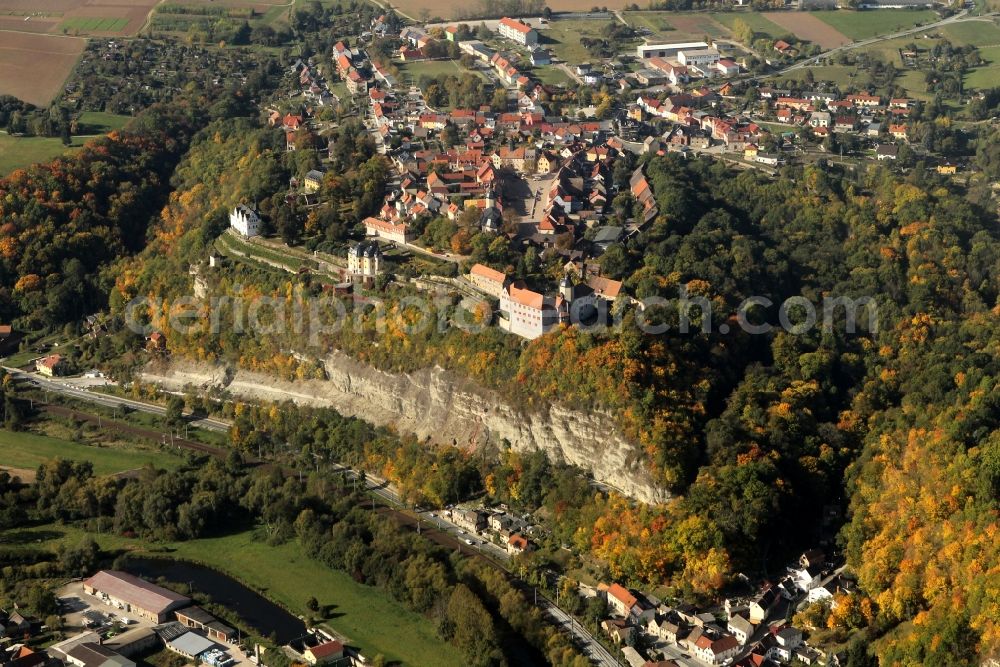Dornburg from the bird's eye view: View of the ensemble of the three Castles of Dornburg in Dornburg-Camburg in Thuringia