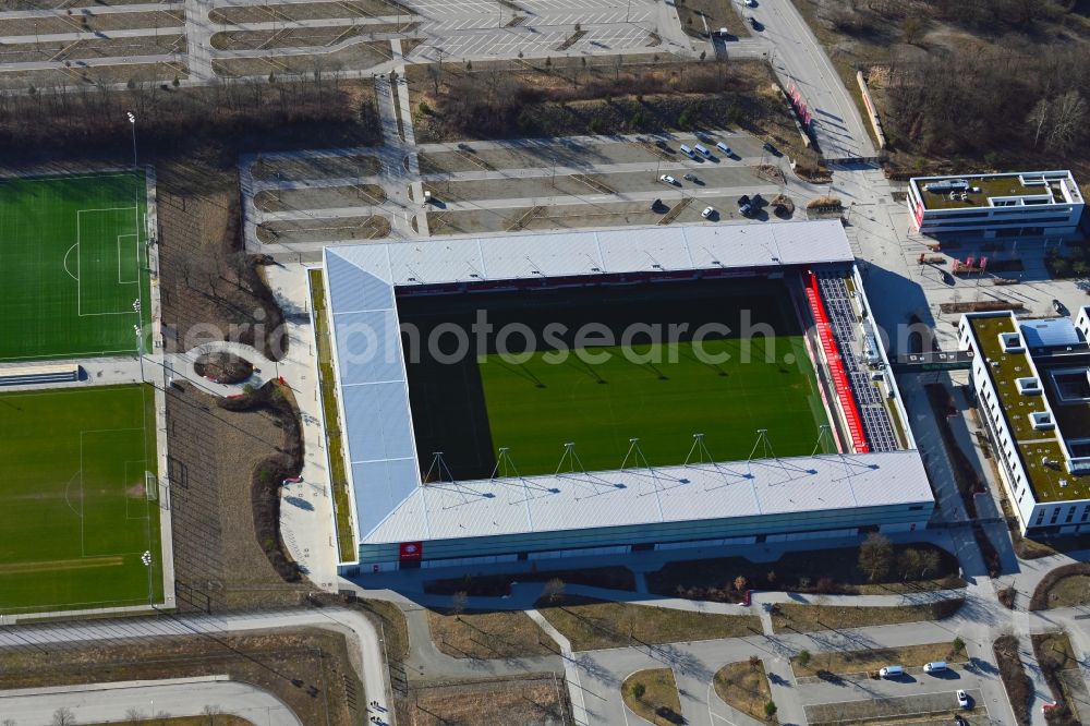 Aerial image München - Ensemble of sports field facilities on the FC Bayern Campus in Munich in the state of Bavaria, Germany