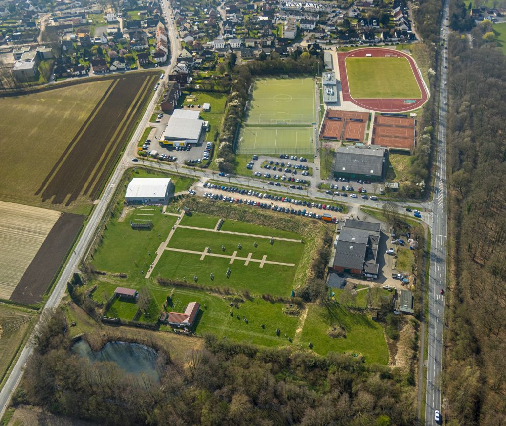 Hamm from above - Ensemble of sports grounds of the archery range of the HSC archery center on street Hubert-Westermeier-Strasse in Hamm at Ruhrgebiet in the state North Rhine-Westphalia, Germany