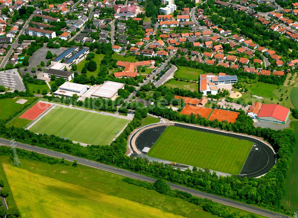 Aerial image Göllheim - Ensemble of sports grounds in Göllheim in the state Rhineland-Palatinate, Germany