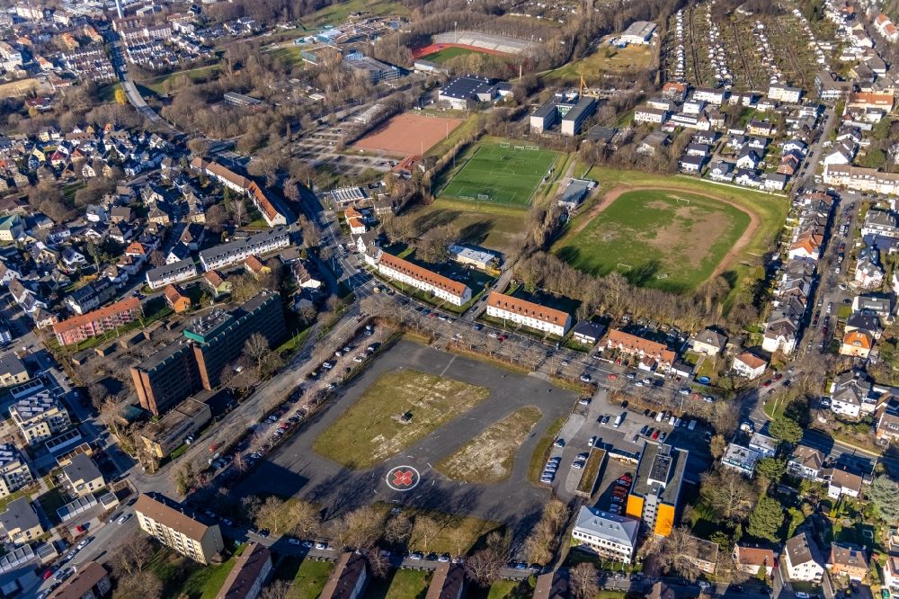 Hagen from the bird's eye view: Ensemble of sports grounds in Hagen at Ruhrgebiet in the state North Rhine-Westphalia, Germany