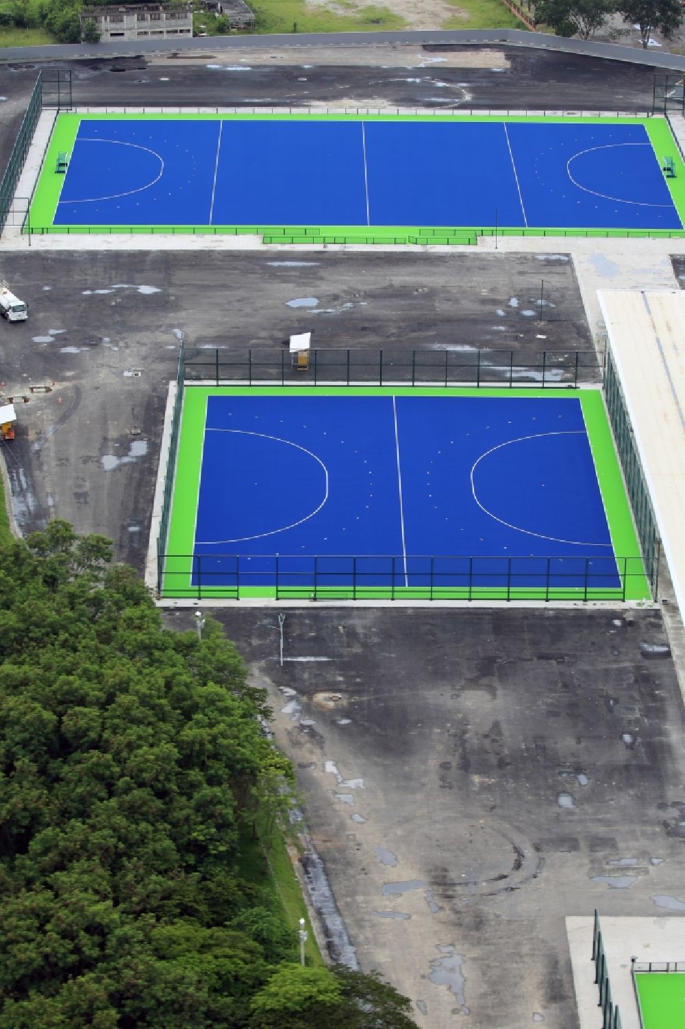 Aerial image Rio de Janeiro - Ensemble of the sports grounds of the hockey pitch before the Summer Games of the Games of the XXXI. Olympics in Rio de Janeiro in Rio de Janeiro, Brazil
