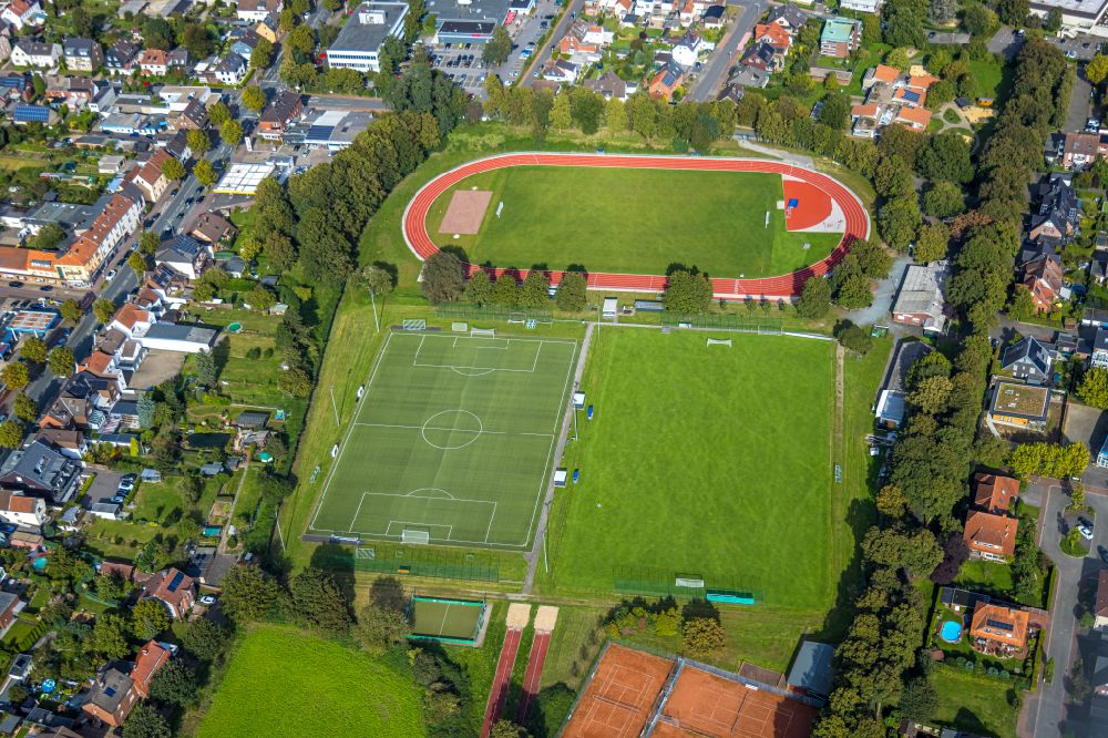Aerial photograph Haltern am See - Ensemble of sports grounds on Josef-Starkmann-Strasse in Haltern am See in the state North Rhine-Westphalia, Germany