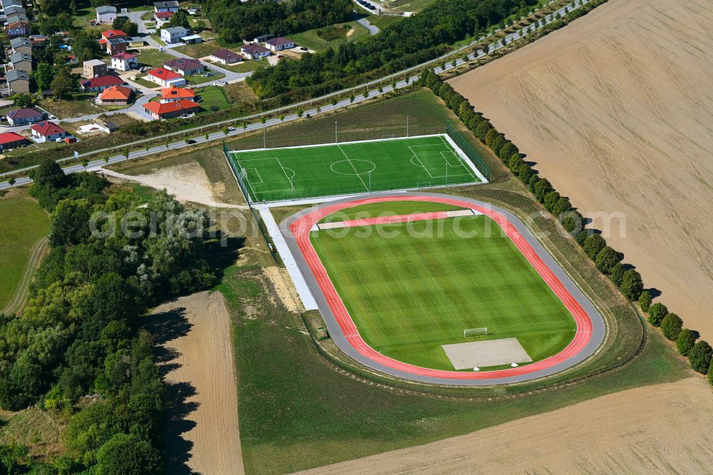 Klütz from above - Ensemble of sports grounds in Kluetz in the state Mecklenburg - Western Pomerania, Germany