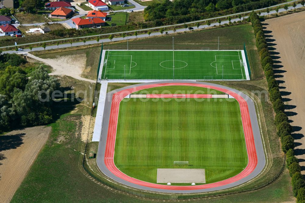Klütz from the bird's eye view: Ensemble of sports grounds in Kluetz in the state Mecklenburg - Western Pomerania, Germany