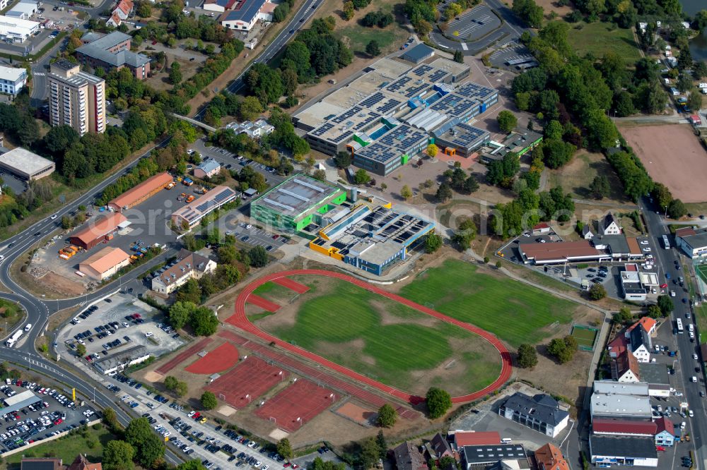 Aerial photograph Lohr am Main - Ensemble of sports grounds on street Naegelseestrasse in Lohr am Main in the state Bavaria, Germany