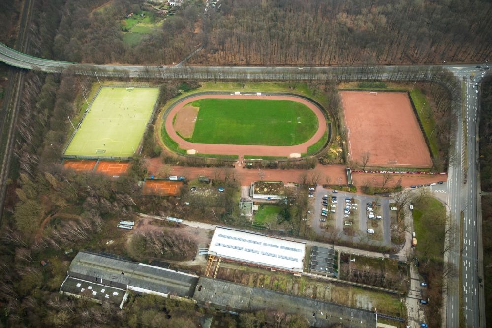 Aerial photograph Gelsenkirchen - Ensemble of sports grounds on Nordring in the district Buer in Gelsenkirchen in the state North Rhine-Westphalia, Germany