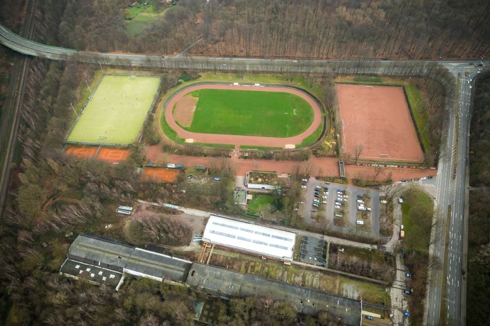 Gelsenkirchen from above - Ensemble of sports grounds on Nordring in the district Buer in Gelsenkirchen in the state North Rhine-Westphalia, Germany