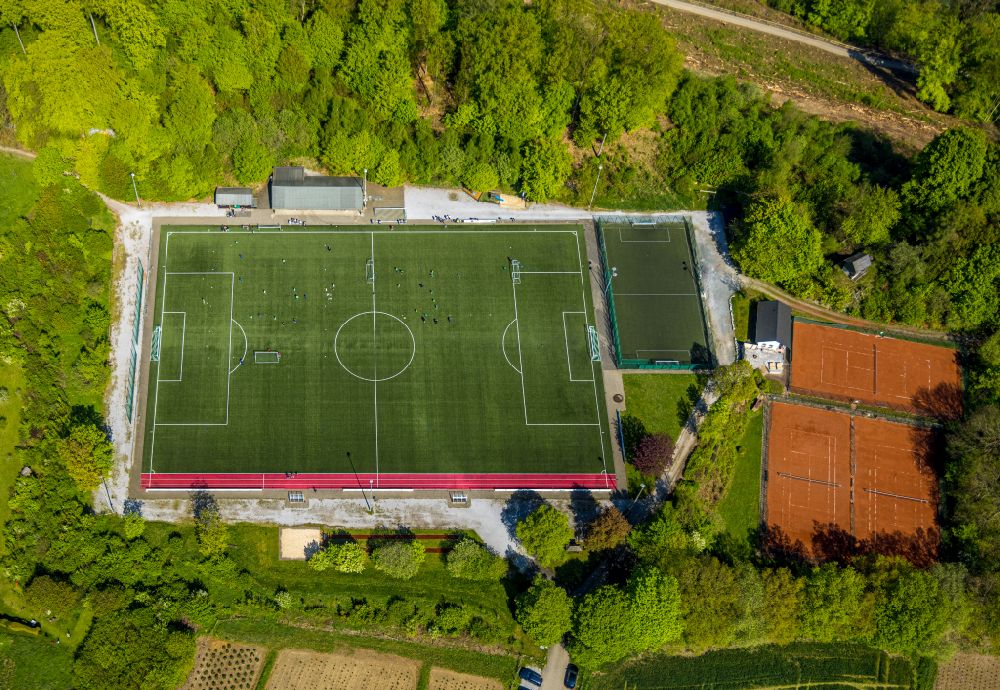 Aerial photograph Ostwig - Ensemble of sports grounds in Ostwig at Sauerland in the state North Rhine-Westphalia, Germany