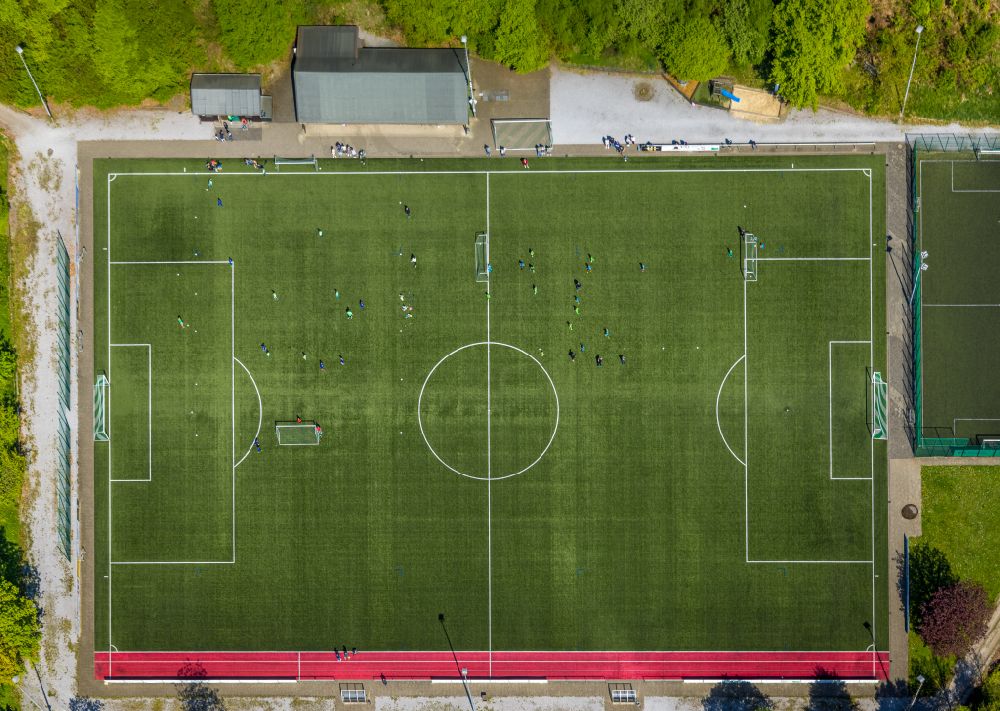 Ostwig from above - Ensemble of sports grounds in Ostwig at Sauerland in the state North Rhine-Westphalia, Germany