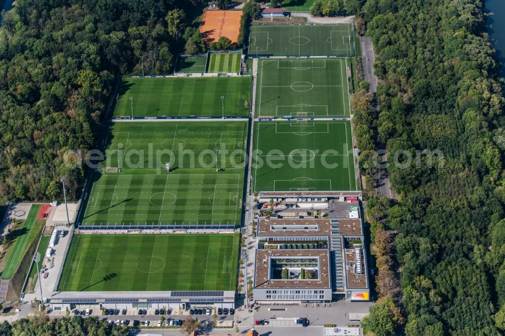 Leipzig from the bird's eye view: Ensemble of sports grounds RB-Trainingszentrum on Cottaweg in the district Altlindenau in Leipzig in the state Saxony