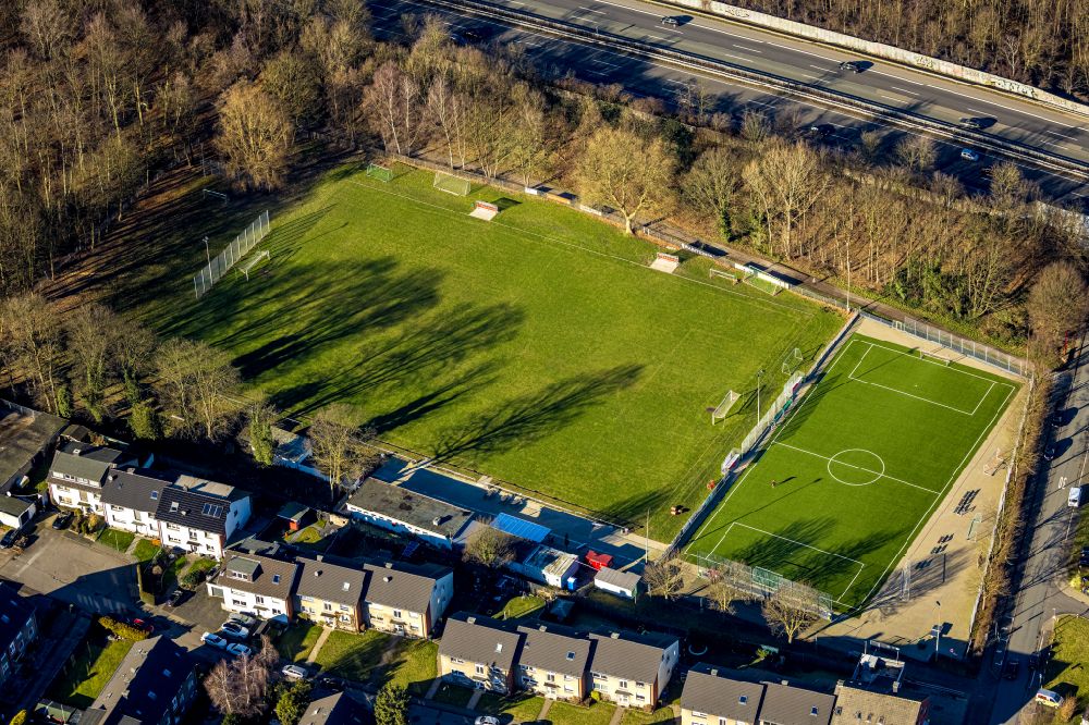 Castrop-Rauxel from above - Ensemble of sports grounds TuS Henrichenburg on street Lambertstrasse in the district Henrichenburg in Castrop-Rauxel at Ruhrgebiet in the state North Rhine-Westphalia, Germany