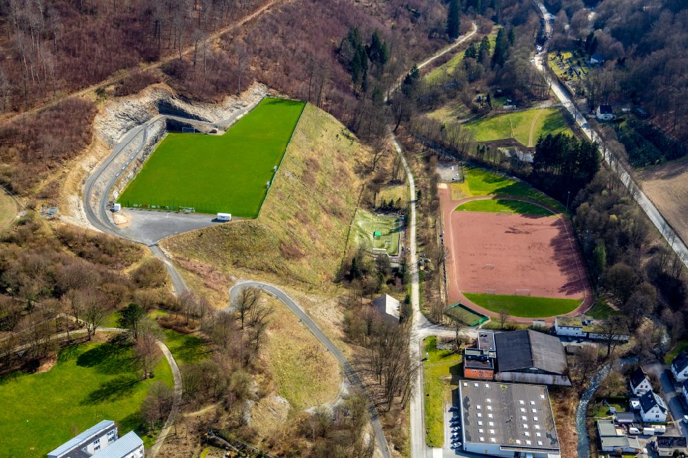Aerial photograph Bestwig - Ensemble of sports grounds Tus Velmede- Bestwig in Bestwig at Sauerland in the state North Rhine-Westphalia