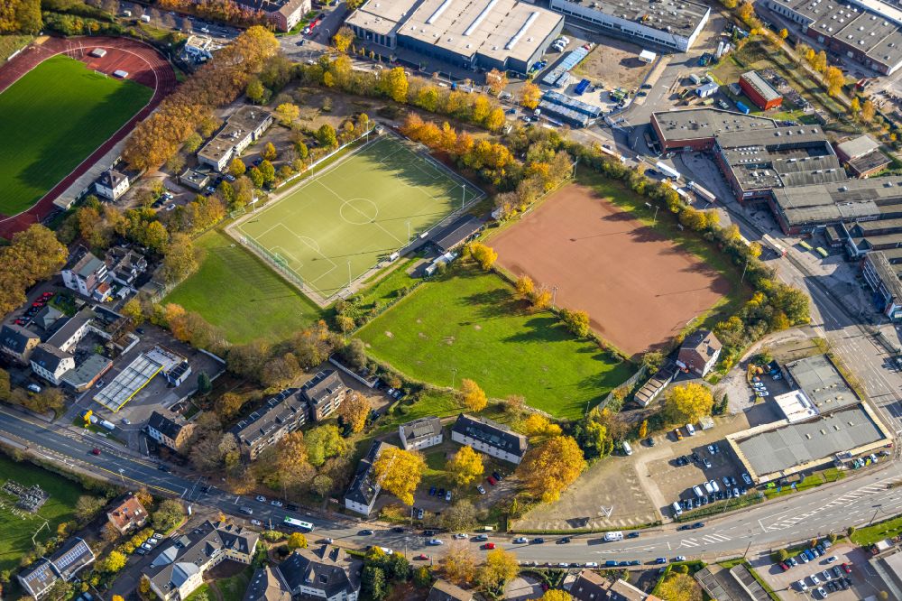 Aerial image Witten - Ensemble of sports grounds of VfB Annen 19 e.V. on Westfalenstrasse in Witten in the state North Rhine-Westphalia, Germany