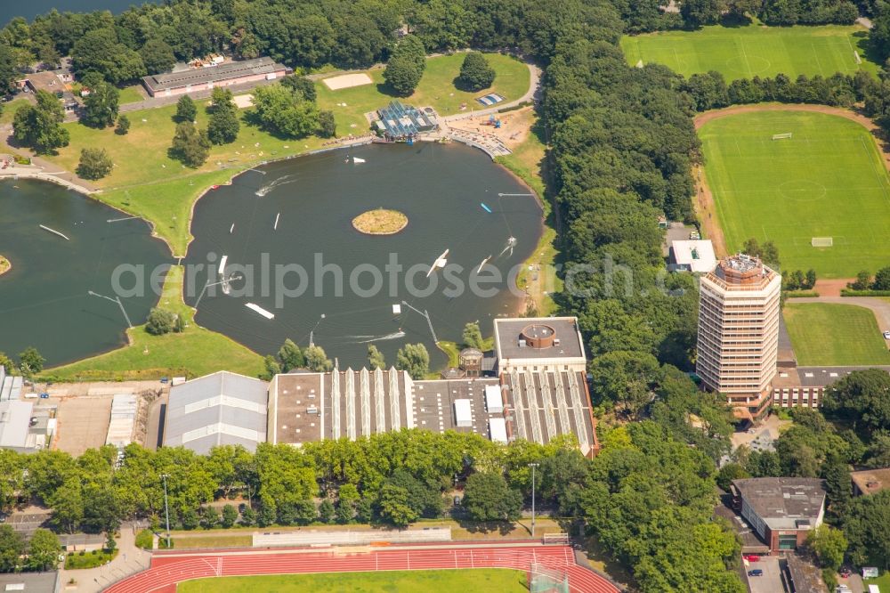 Aerial image Duisburg - Ensemble of sports grounds Wedau Sportpark in Duisburg in the state North Rhine-Westphalia, Germany