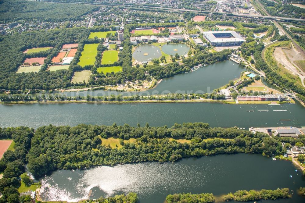 Duisburg from the bird's eye view: Ensemble of sports grounds Wedau Sportpark in Duisburg in the state North Rhine-Westphalia, Germany