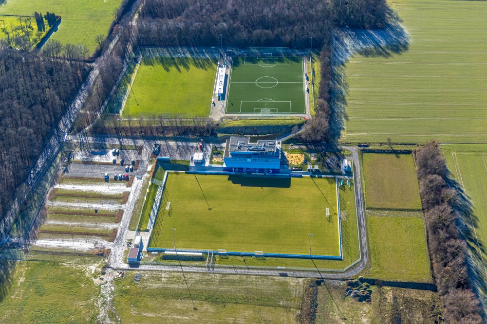 Aerial image Rhynern - Ensemble of sports grounds Westfalia- Sportpark on street An der Lohschule in Rhynern at Ruhrgebiet in the state North Rhine-Westphalia, Germany