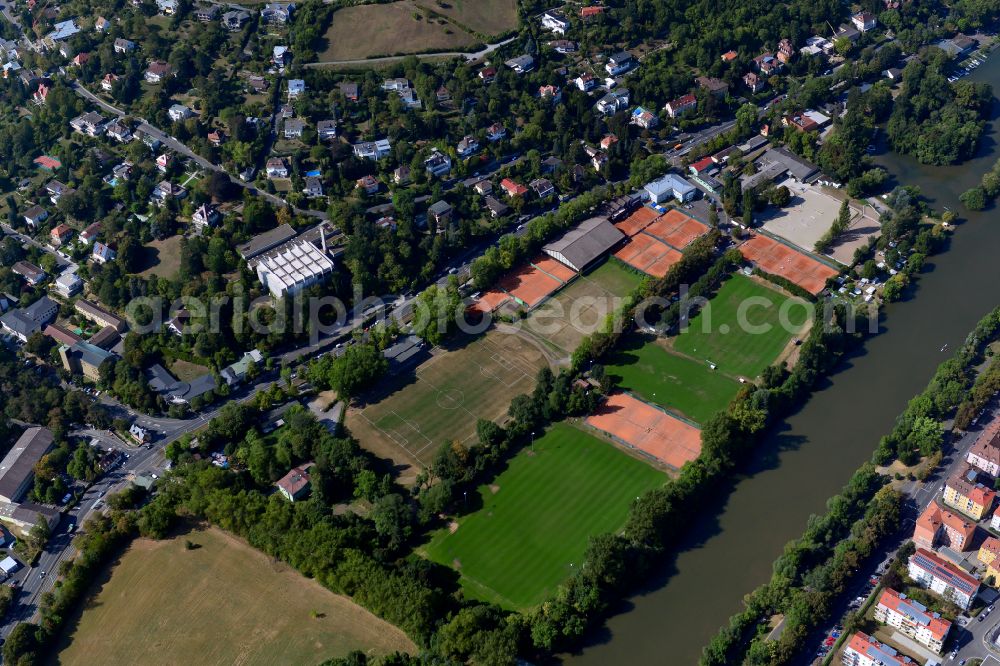 Würzburg from the bird's eye view: Ensemble of sports grounds on street Mergentheimer Strasse in the district Steinbachtal in Wuerzburg in the state Bavaria, Germany