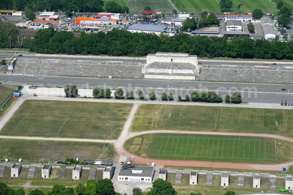 Aerial image Nürnberg - Ensemble of sports grounds Zeppelinfeld on Zeppelinstrasse in Nuremberg in the state Bavaria, Germany