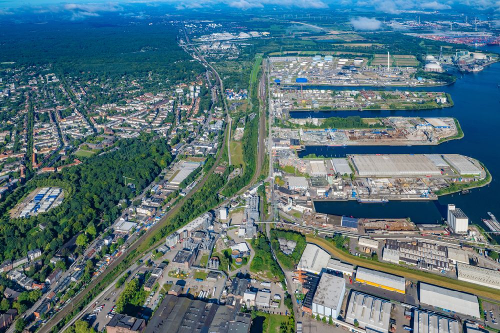 Aerial photograph Hamburg - Development area for the innovation park between the port and the railway in Hamburg-Harburg, Germany