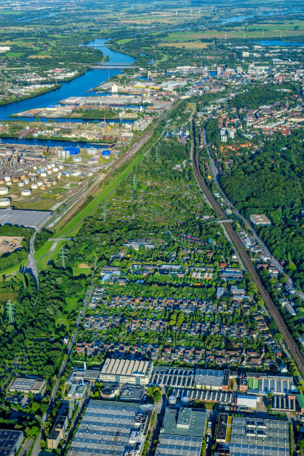Aerial image Hamburg - Development area for the innovation park between the port and the railway in Hamburg-Harburg, Germany